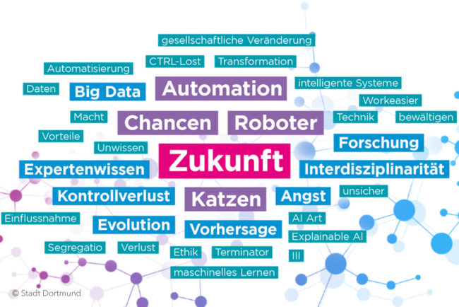 Auf der 4. Dortmunder Wissenschaftskonferenz tauschten sich wissenschaftliche und wirtschaftliche Expert*innen aus Dortmund mit teilnehmenden Gästen aus und diskutierten zu Chancen und Herausforderungen von KI. Auf der 4. Dortmunder Wissenschaftskonferenz tauschten sich wissenschaftliche und wirtschaftliche Expert*innen aus Dortmund mit teilnehmenden Gästen aus und diskutierten zu Chancen und Herausforderungen von KI.