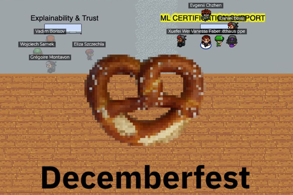 Virtuelle Getränke und Bretzeln: Das Social Event „A Decemberfest on Trustworthy AI Research” ließ das in diesem Jahr abgesagte Oktoberfest visuell aufleben.